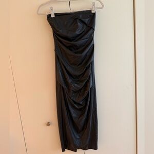 Bec + Bridge Faux Leather Black Midi Dress US 2 / UK 6 / AUS 6